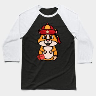 Funny hamster celebrates lunar new year Baseball T-Shirt